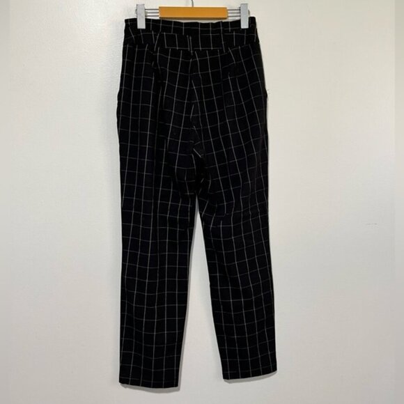 Stradivarius Black Windowpane Plaid Slim Ankle Trousers | Size 6 - Picture 7 of 9